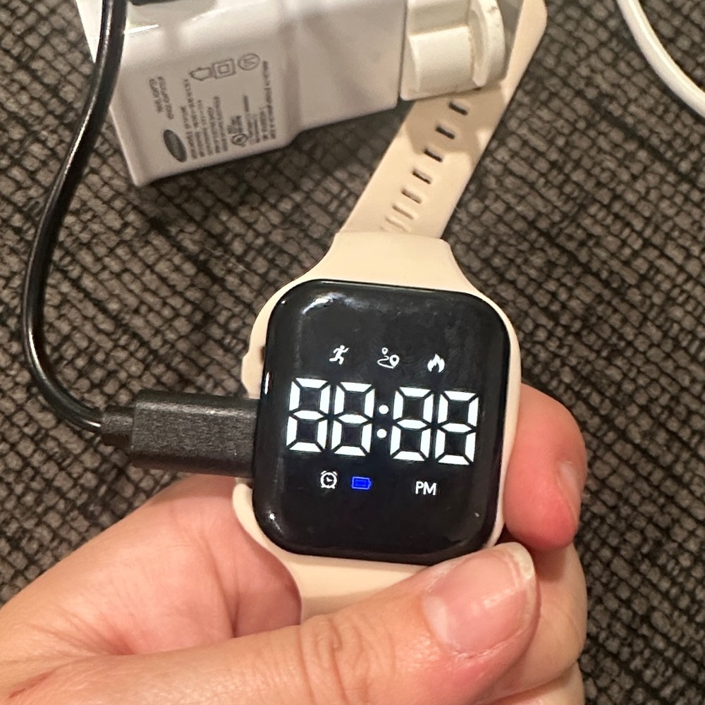 Smartwatch with Cream Band - led pedometer watch